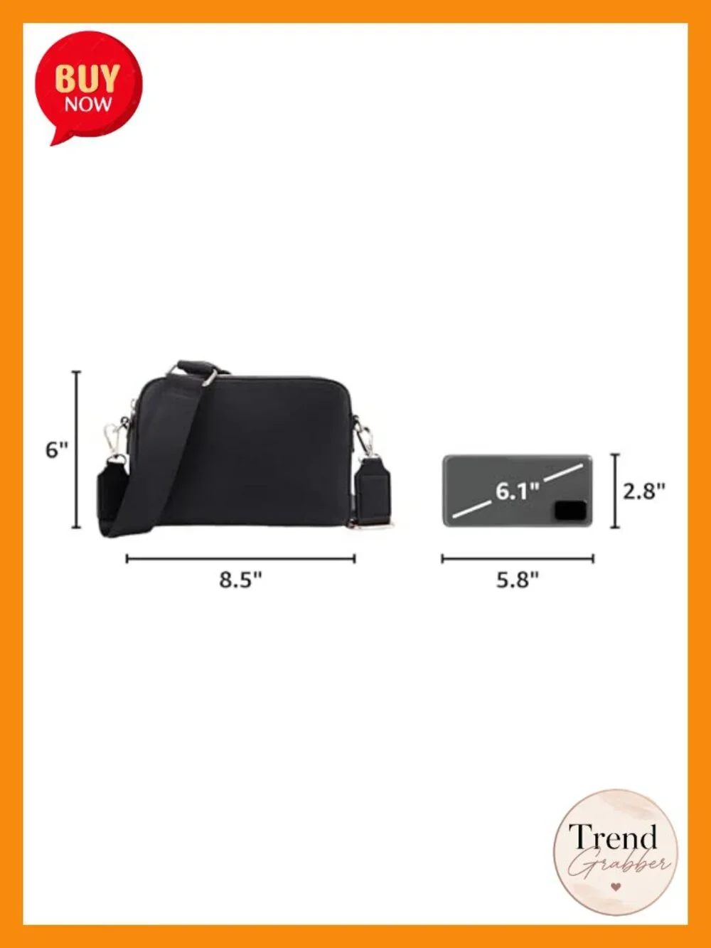 Triple Zip Crossbody Concealed Carry Bag Camera Purse Wide Shoulder Strap Nylon